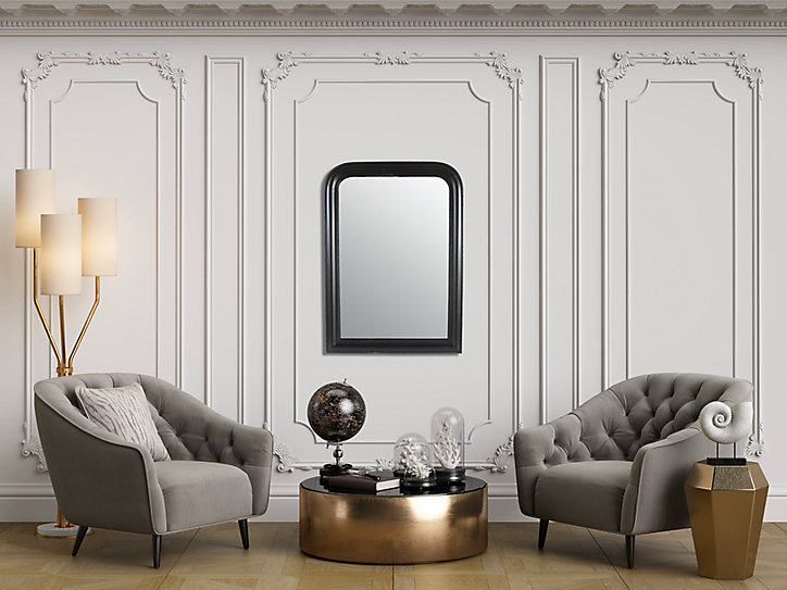 Miroir mural classique charme antique noir P.3 x H. 100 x l. 70 cm