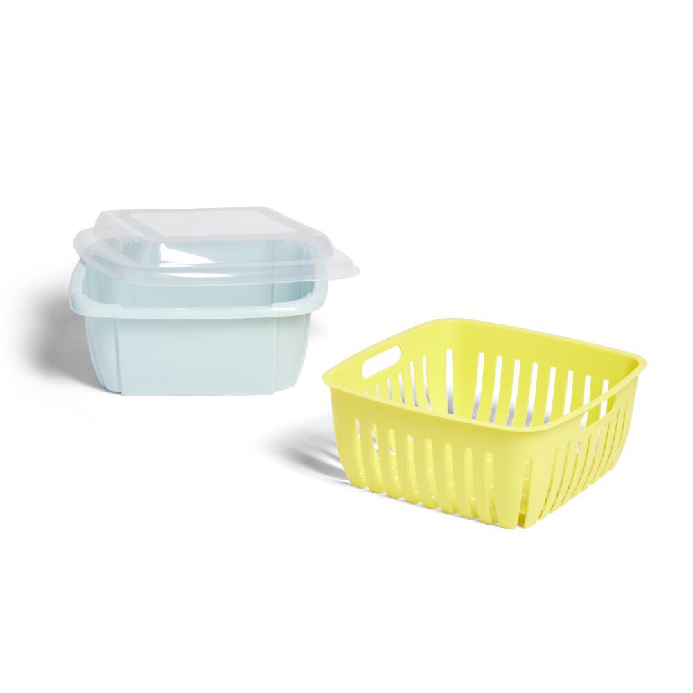 Boîte égouttoir plastique vert anis 22x22xH10cm