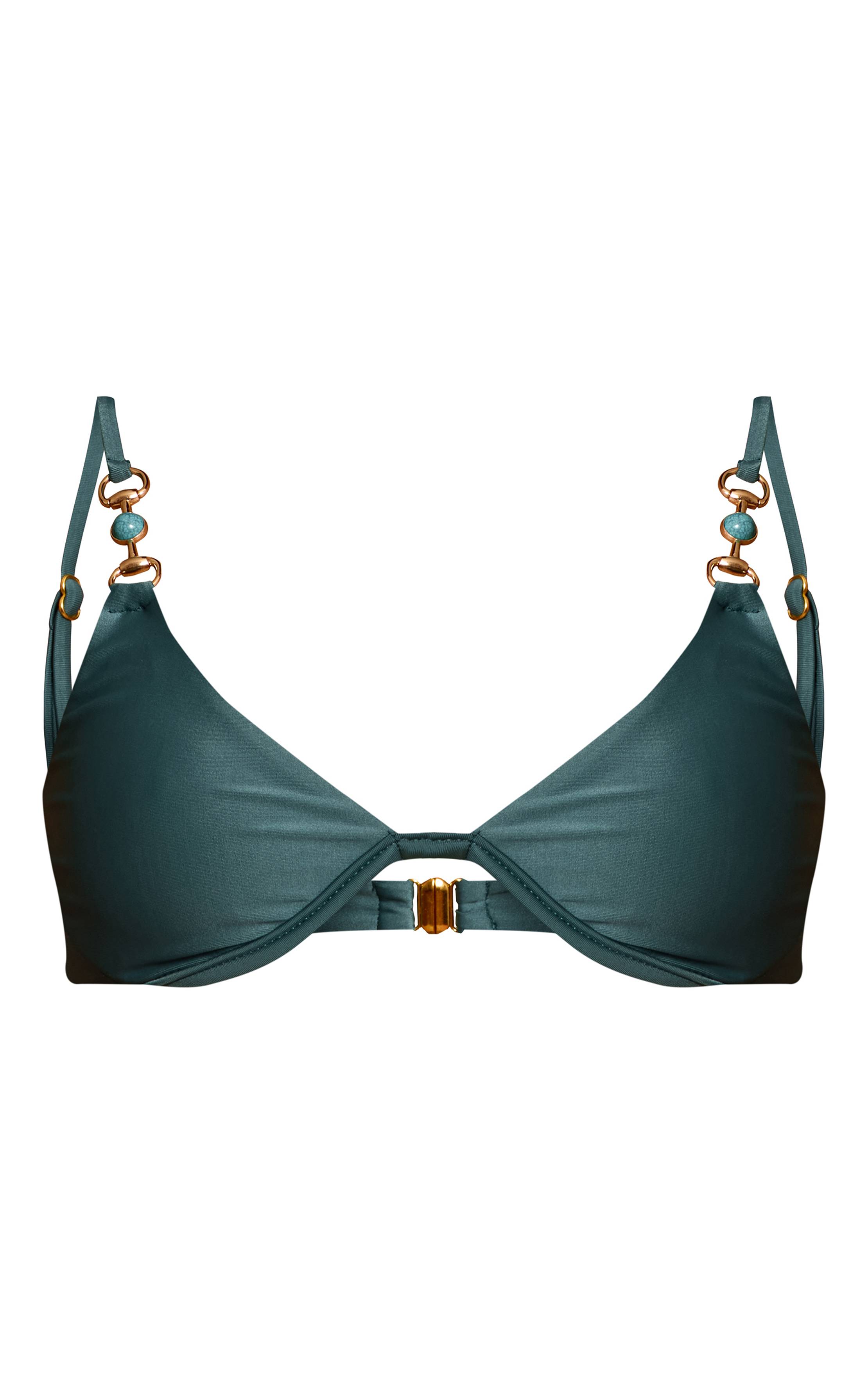 Sea Green Haut De Bikini À Armatures Avec Détails Contrastés