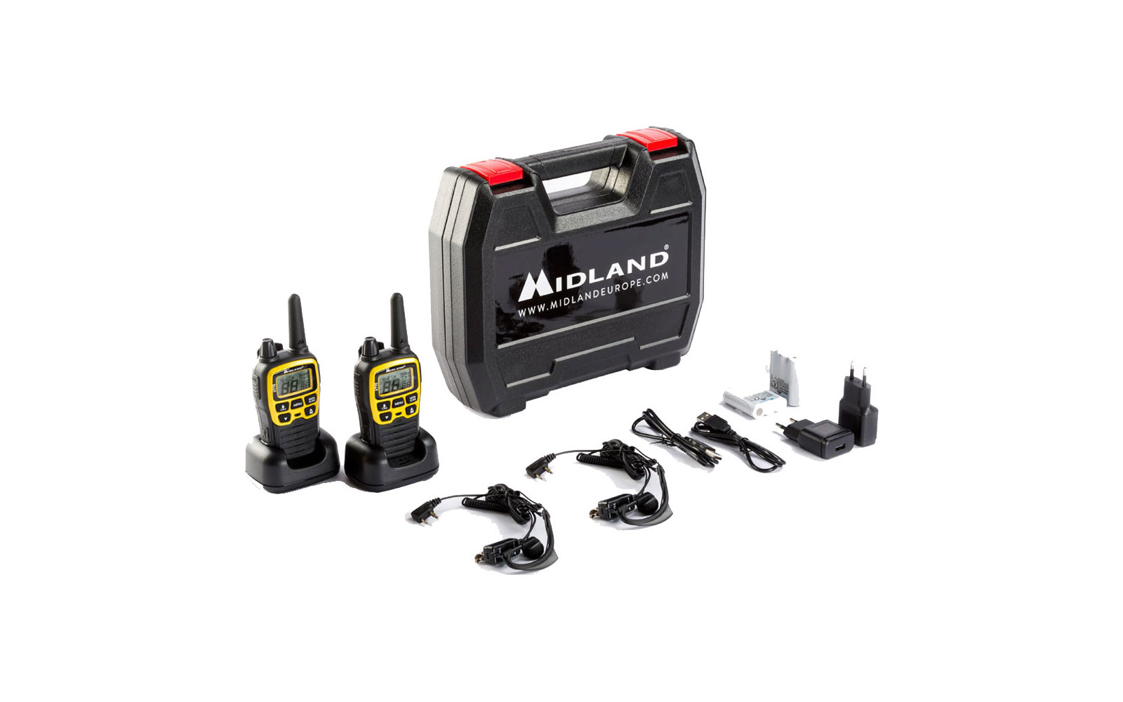 Midland  XT70 Adventure PMR446 Sprechfunkgeräte Kofferset inkl. Headsets, Akkus und Ladegeräte