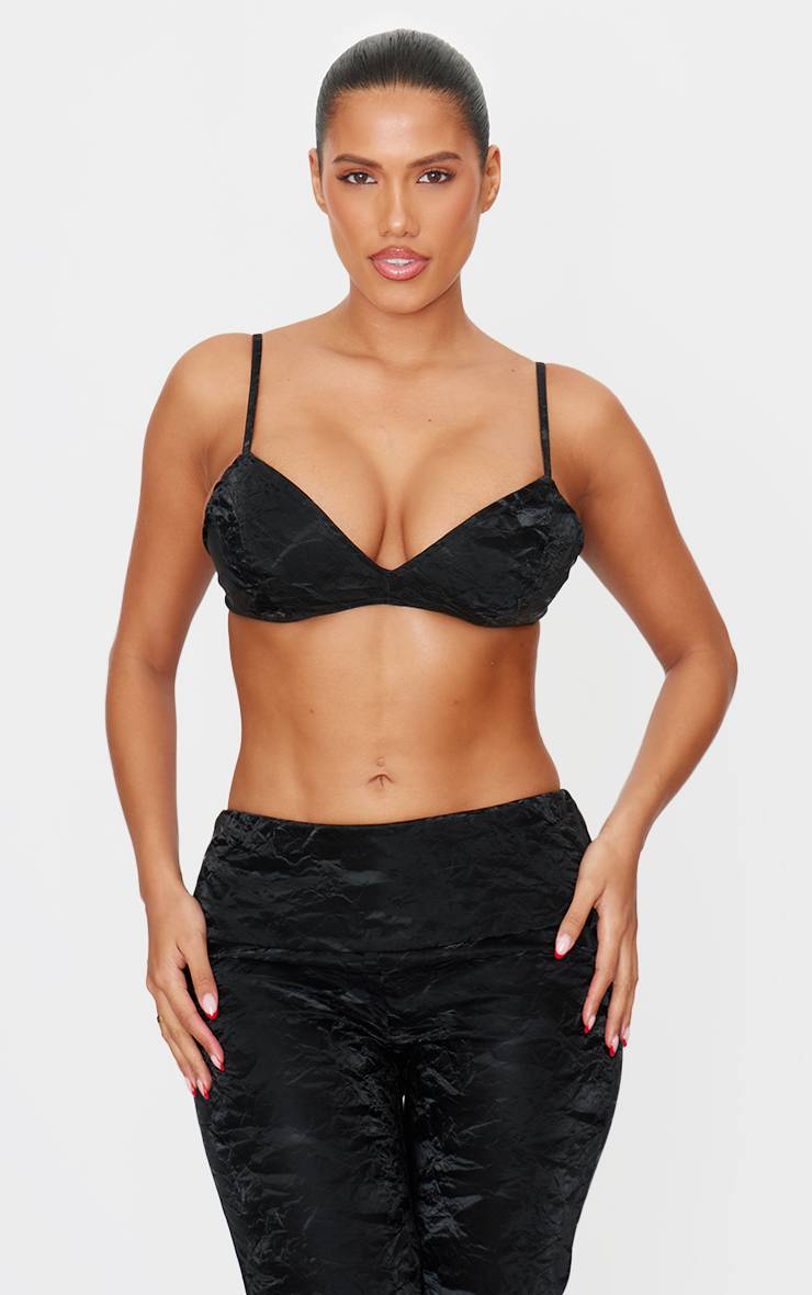 Noir Ensemble Coordonné Bralette En Synthétique Effet Délavé Shape