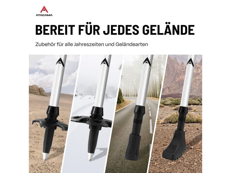 Atacama Teleskop Wanderstöcke, Flip Lock 110-135 cm Wanderhilfen aus Aluminium