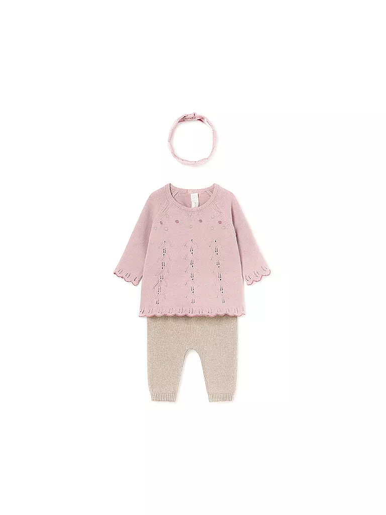MAYORAL Baby Set Stirnband, Pullover, Hose 3-teilg  rosa
