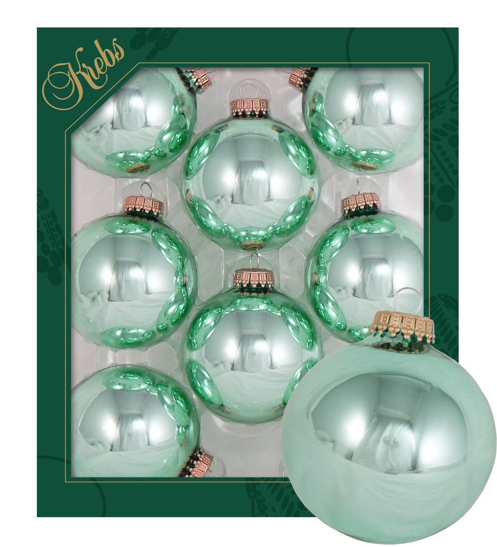 Lichtgroene glanzende glazen ballen van 7 cm, effen, 8 stuks, kerstballen, kerstversieringen, kerstversieringen voor in de kerstboom