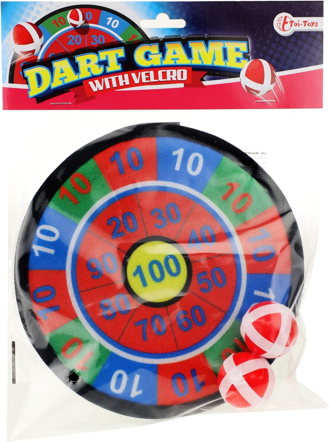 Toi-Toys - Mini Dartscheibe Klettband 18cm inkl. 2 Bälle Dart Klett