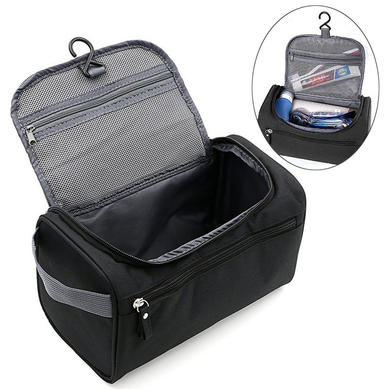 (23x15x12cm) Kosmetik Make Up Tasche Necessaire Organizer Bag mit Reissverschluss - Schwarz