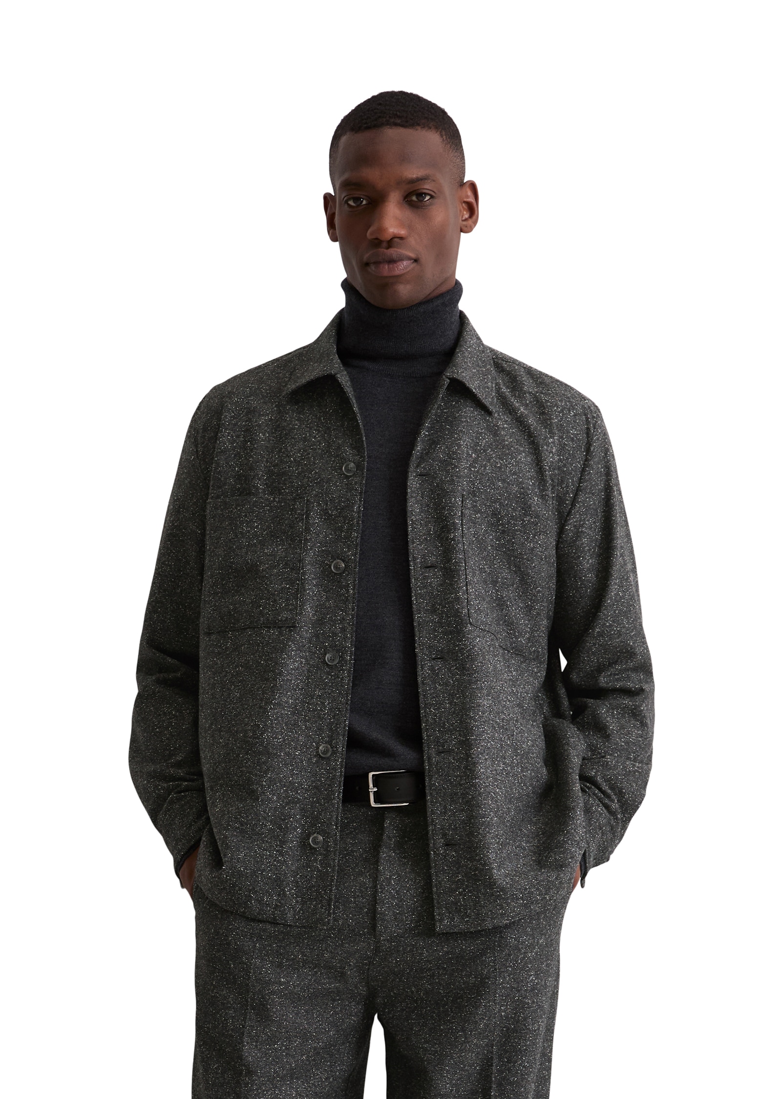 Marc O'Polo Hemdjacke Overshirt aus Woll-Mix, lockere Form, melierte Struktur
