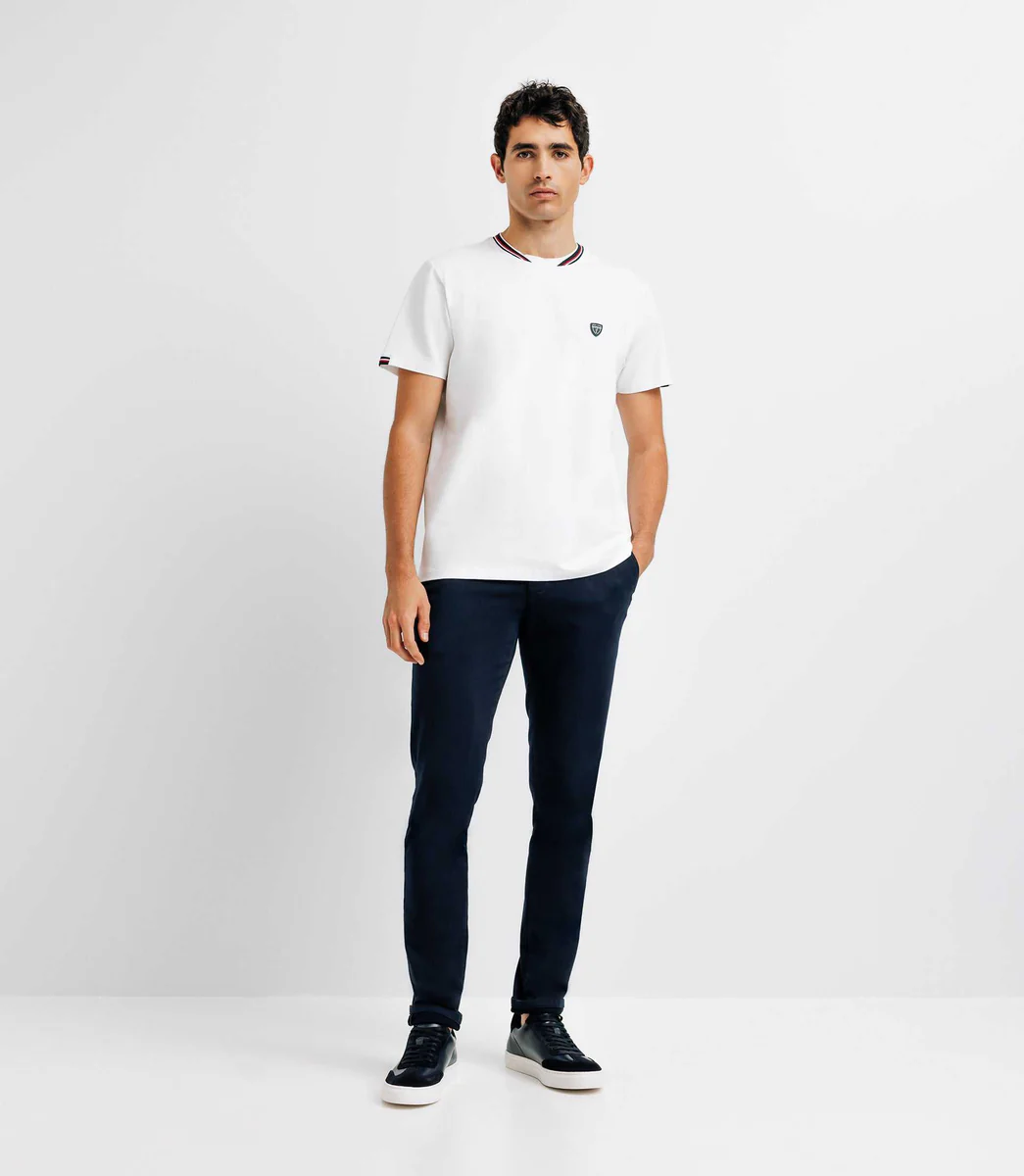 T-shirt col teddy blanc