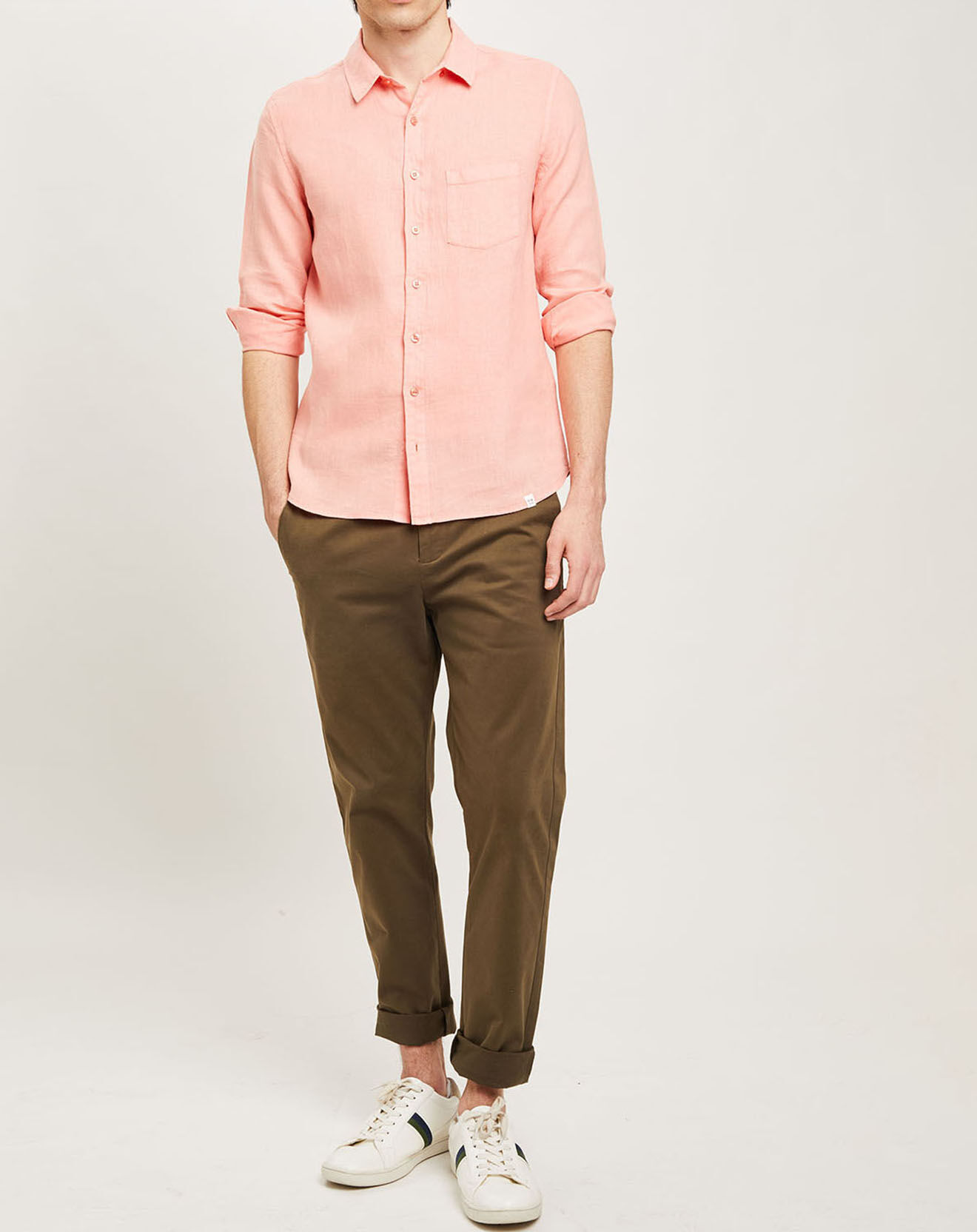 Harris Wilson Chemise slim 100% Lin Efesio goyave