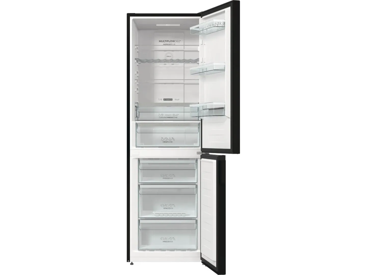 Gorenje NRK6192ABK4 - Køleskab/fryser - bund-fryser - bredde: 60 cm - dybde: 59.2 cm - højde: 185 cm - 300 liter - Klasse E - sort