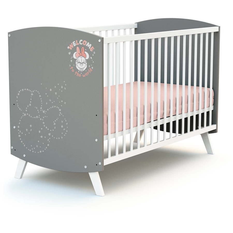 AT4 Babybett  Letters Minnie grau 60 x 120 cm