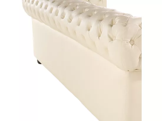 Canapé 3 places en cuir beige crème CHESTERFIELD