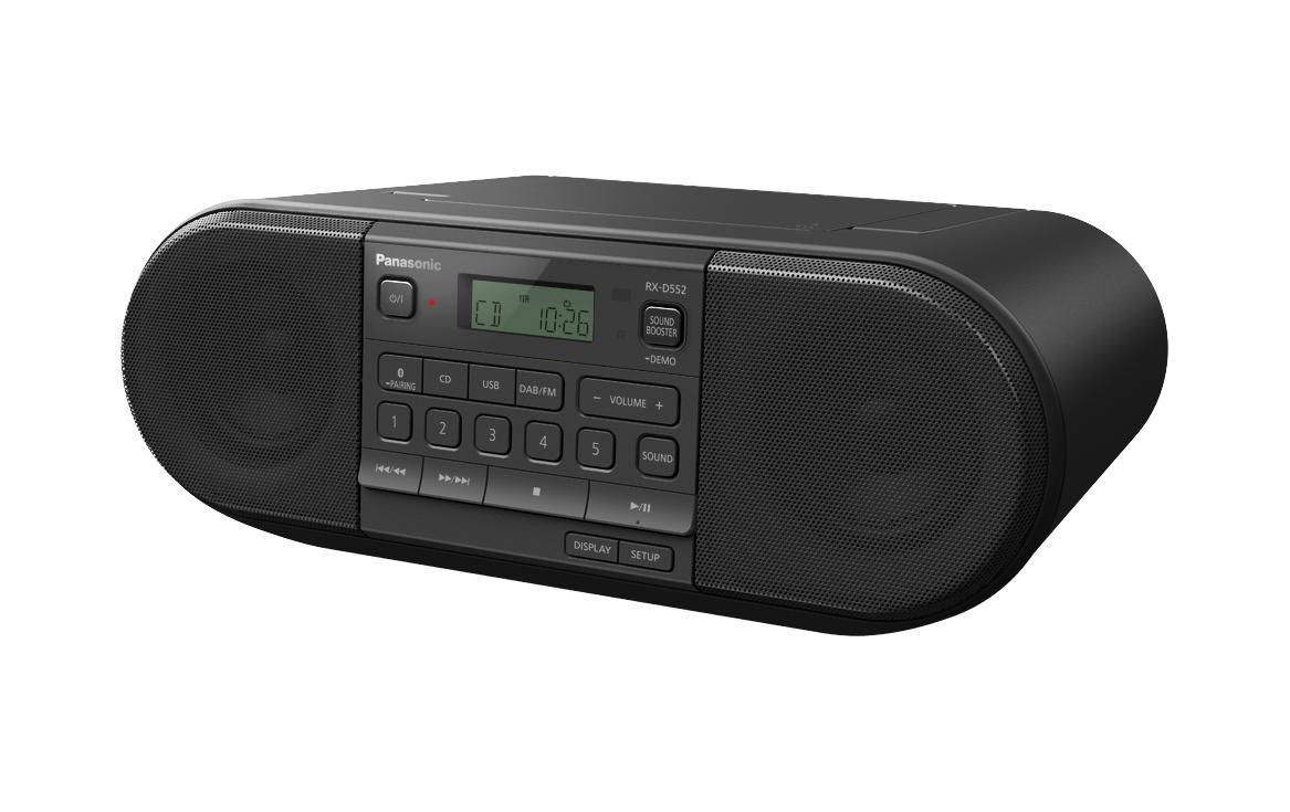 Radio/CD-Player RX-D552 Schwarz<br>Leistungsstarkes tragbares CD-Radio mit DAB+, Bluetooth und USB-Anschluss