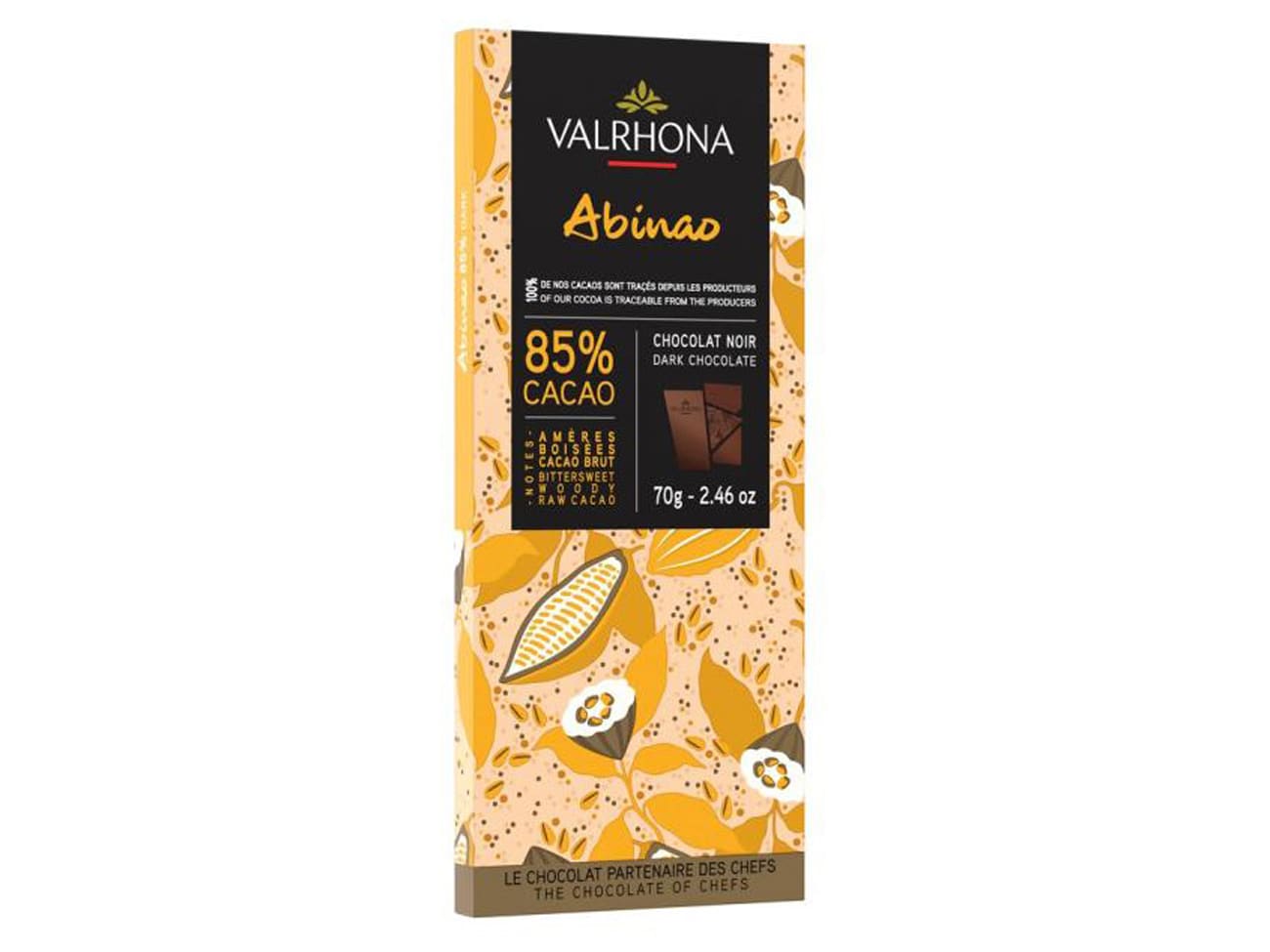 Tablette chocolat noir Abinao 85% - 70 g - Valrhona