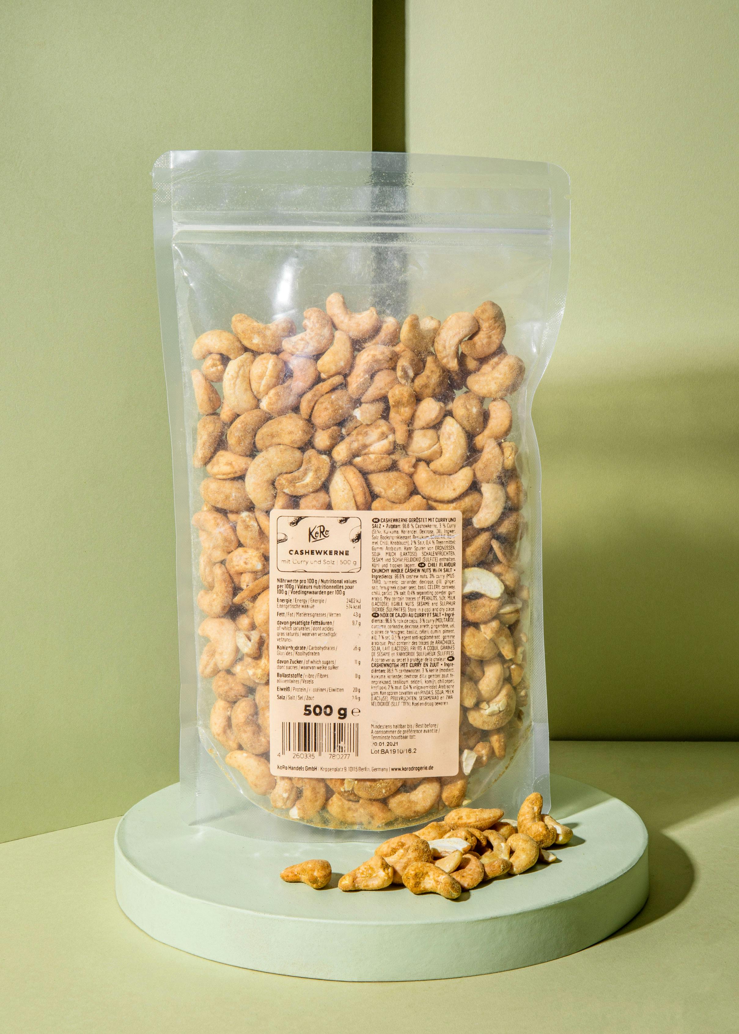Cashewkerne mit Curry ohne Geschmacksverstärker 500 g