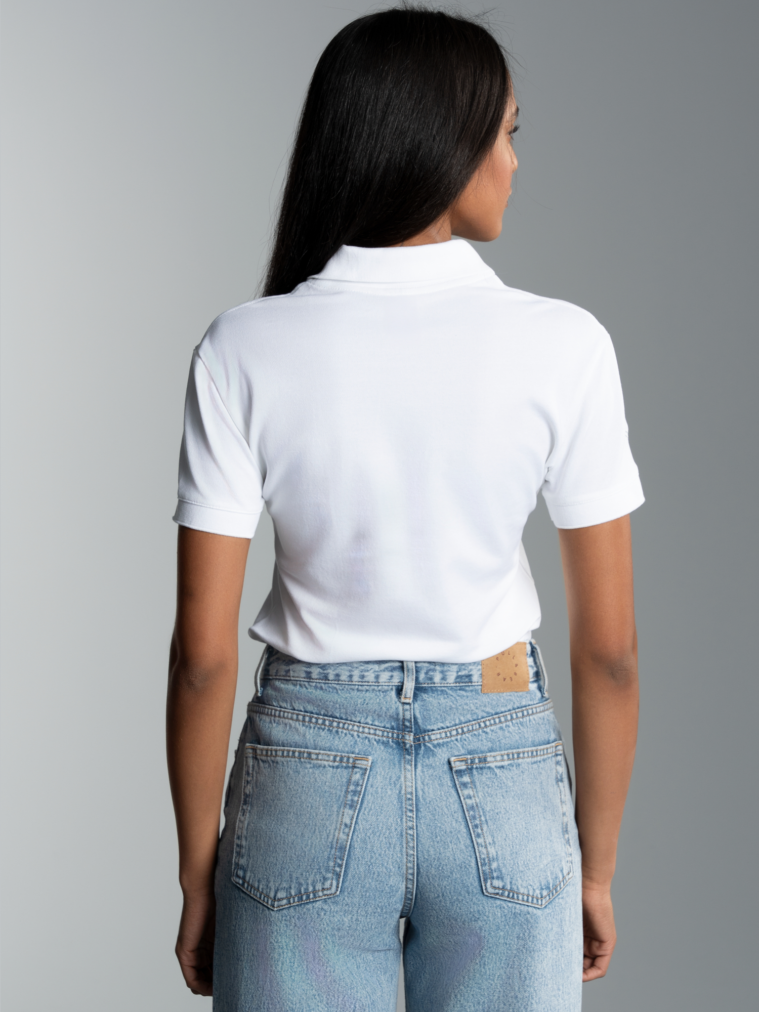 Poloshirt aus elast. Piqué Weiss
