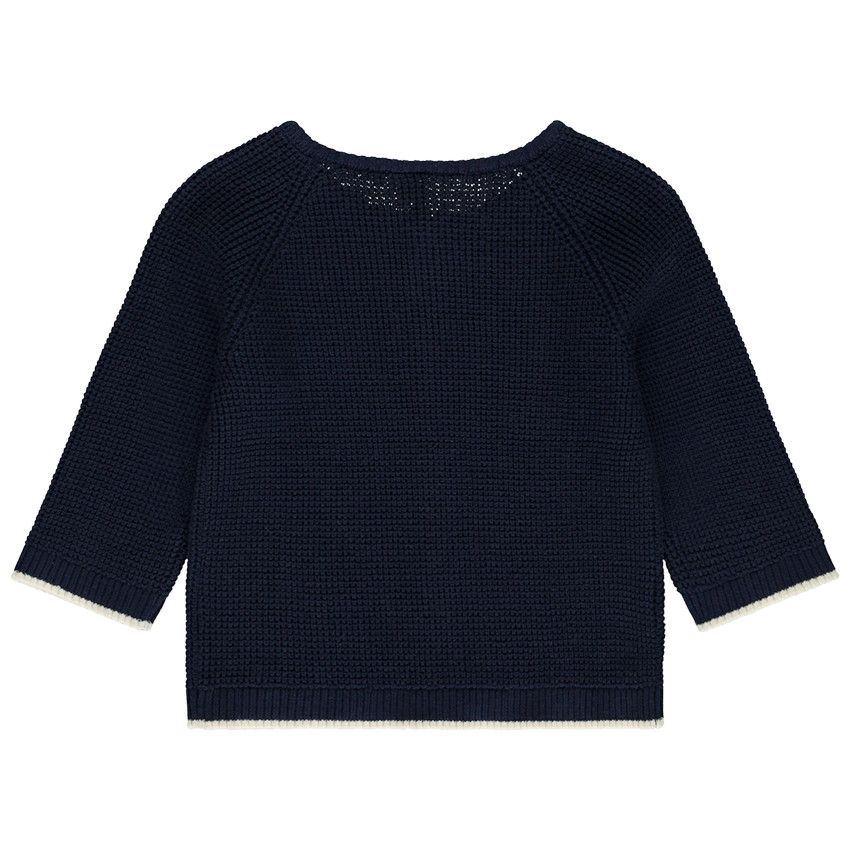 Gilet en tricot broderie voilier pour bébé garçon - Bleu marine