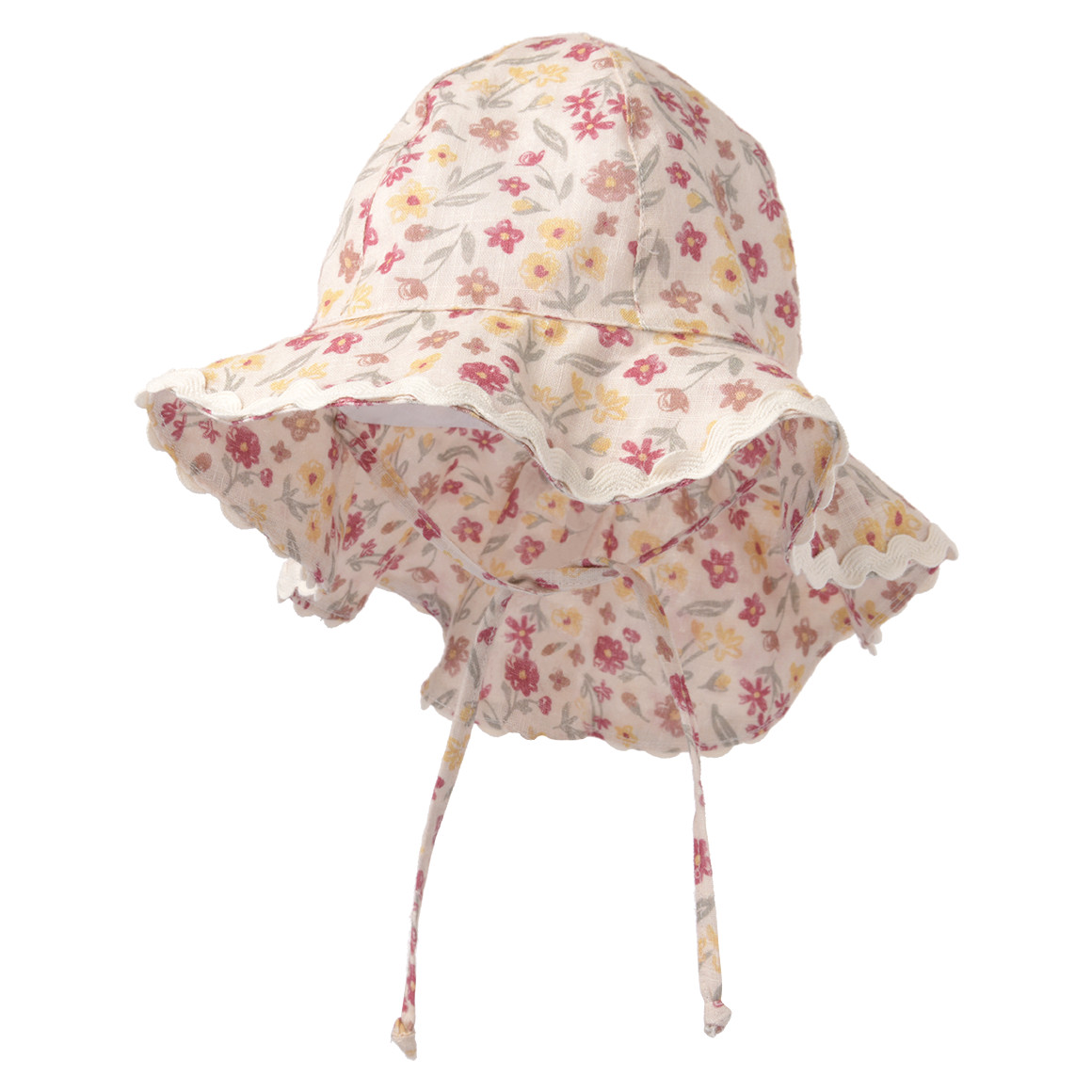 Topolino Pure Collection Mädchen Mütze mit Nackenschutz dunkelrot / creme / bunt