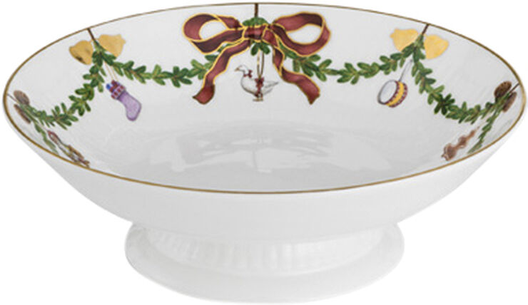 Royal Copenhagen Stjerne Riflet Jul 18 cm. skål på fod Hvid