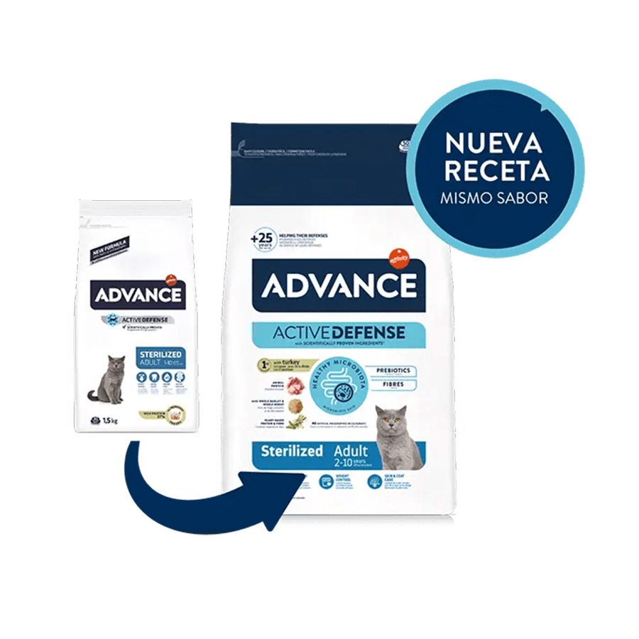 Ração para gatos Advance Adult, esterilizada, com peru e cevada, 400g.