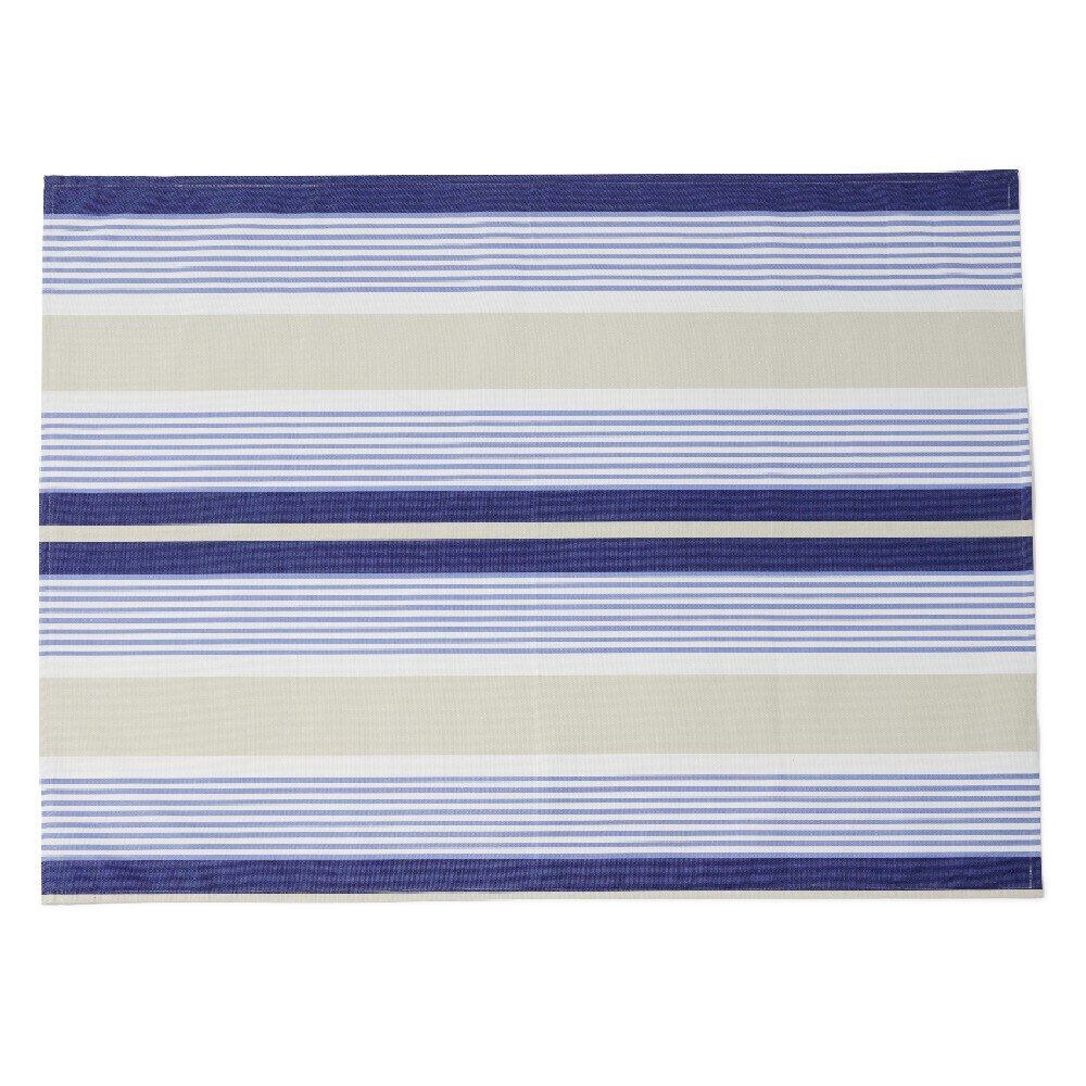 Tapis de jardin rayure bayadère antidérapant bleu et beige