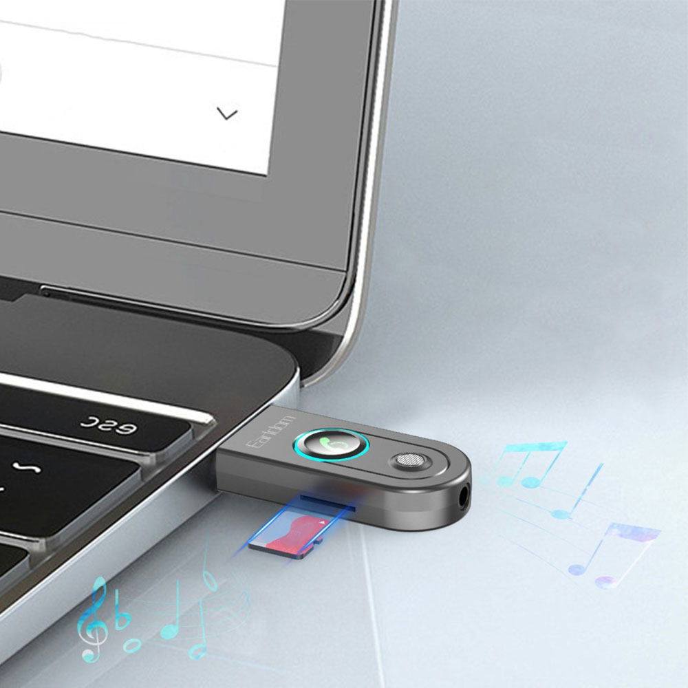 KFZ USB / 3.5 mm Klinken zu Bluetooth 5.3 Dongle mit Freisprecheinrichtung inkl. MicroSD-Karten-Slot - Grau