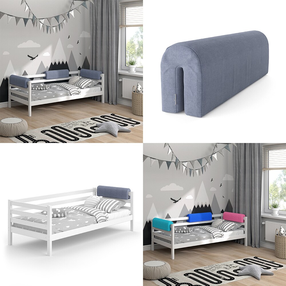 Vitalispa Bettkantenschutz Bettumrandung Kinderbett Kantenschutz grau Babybett