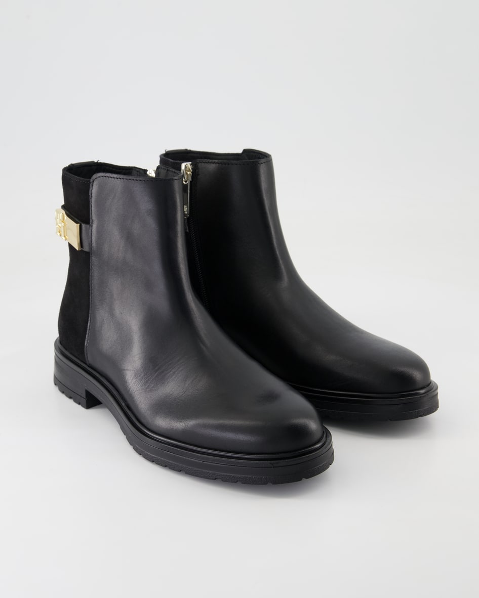 Tommy Hilfiger TH Logo Leather Mix Chelsea Stiefeletten in Schwarz