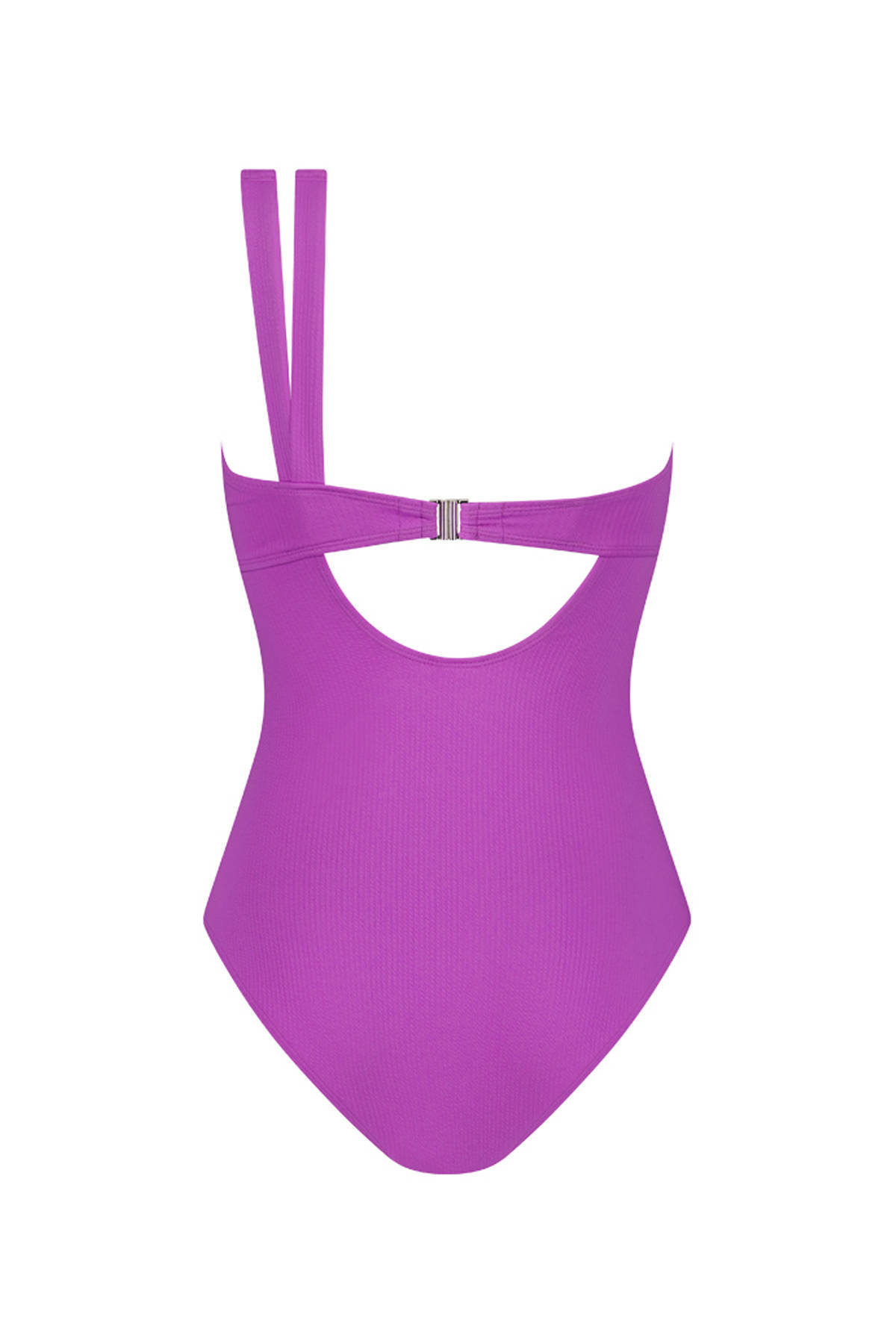 Beachlife one shoulder badpak met ribstructuur paars