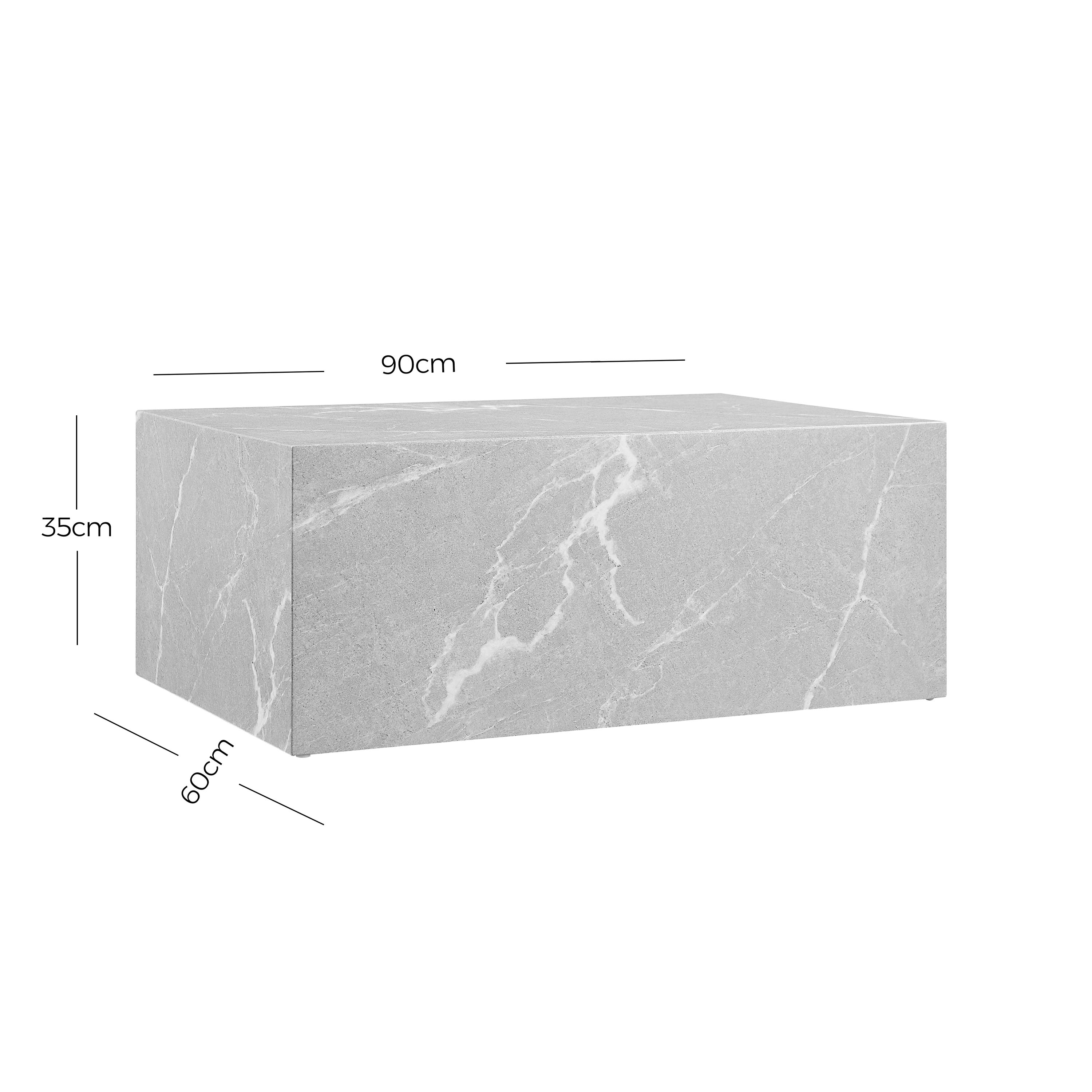 Couchtisch grau 90x60 cm Marmor Optik Sofatisch Beistelltisch Wohnzimmer Tisch