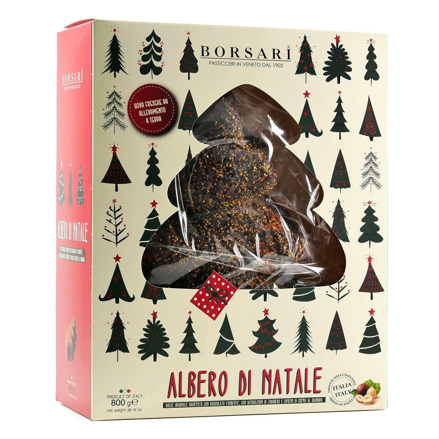 Panettone en sapin de Noël à la crème noisette et chocolat