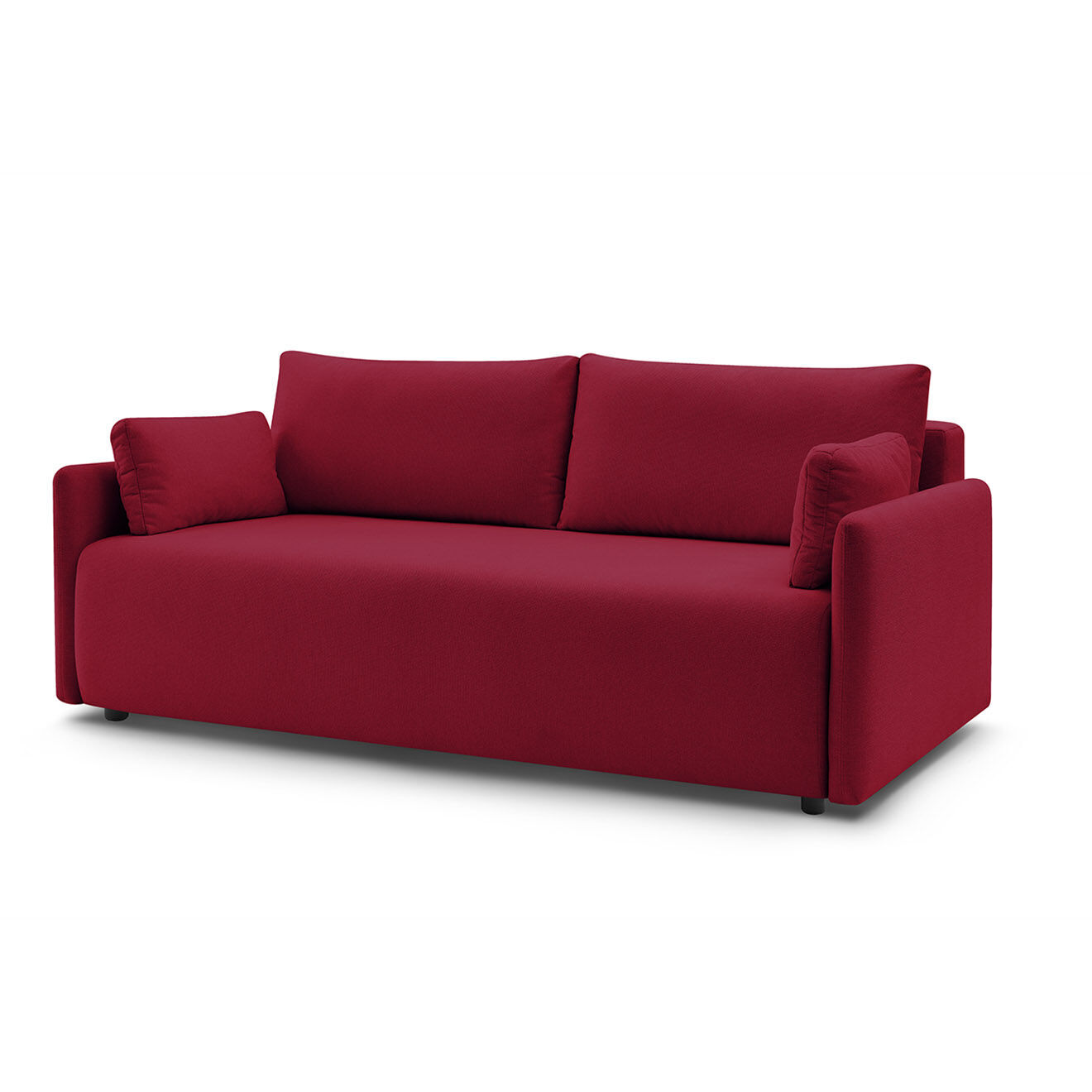 Bobochic Canapé droit convertible coffre marcel tissu lisse rouge - 211x100x86 cm
