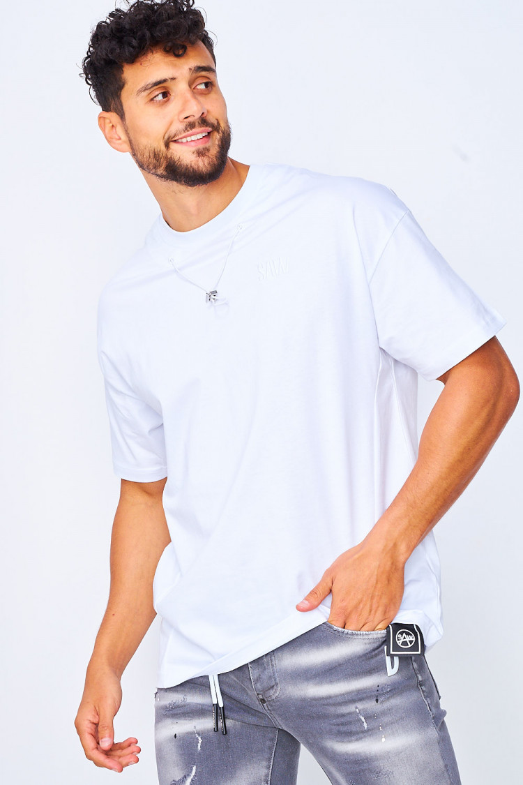 T-shirt blanc avec cordon au col