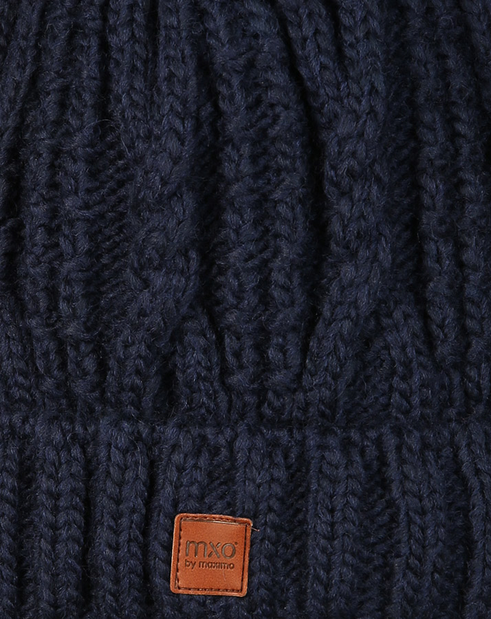 Strickmütze POMPON mit Wolle in navy