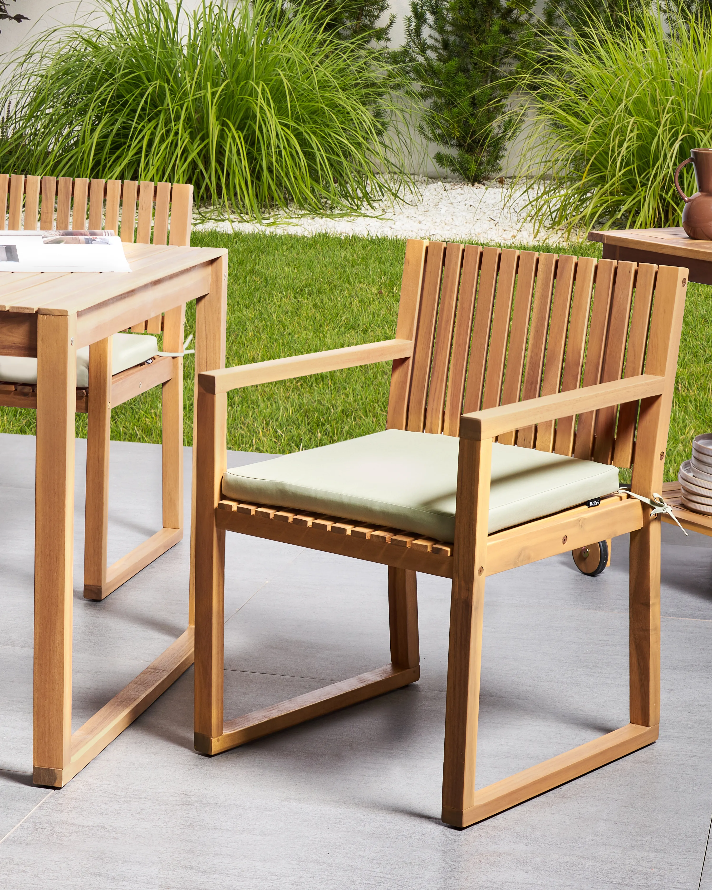 Set van 2 stoelen met zitkussen SASSARI PREMIUM Gecertificeerd acaciahout Lichtgroen