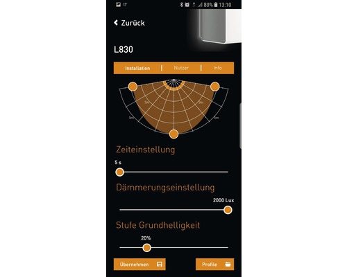 Steinel LED Sensor Wandlamp 9.1W 523 lm 3000K Draadloos Netwerken via Bluetooth L 830 SC Zilver