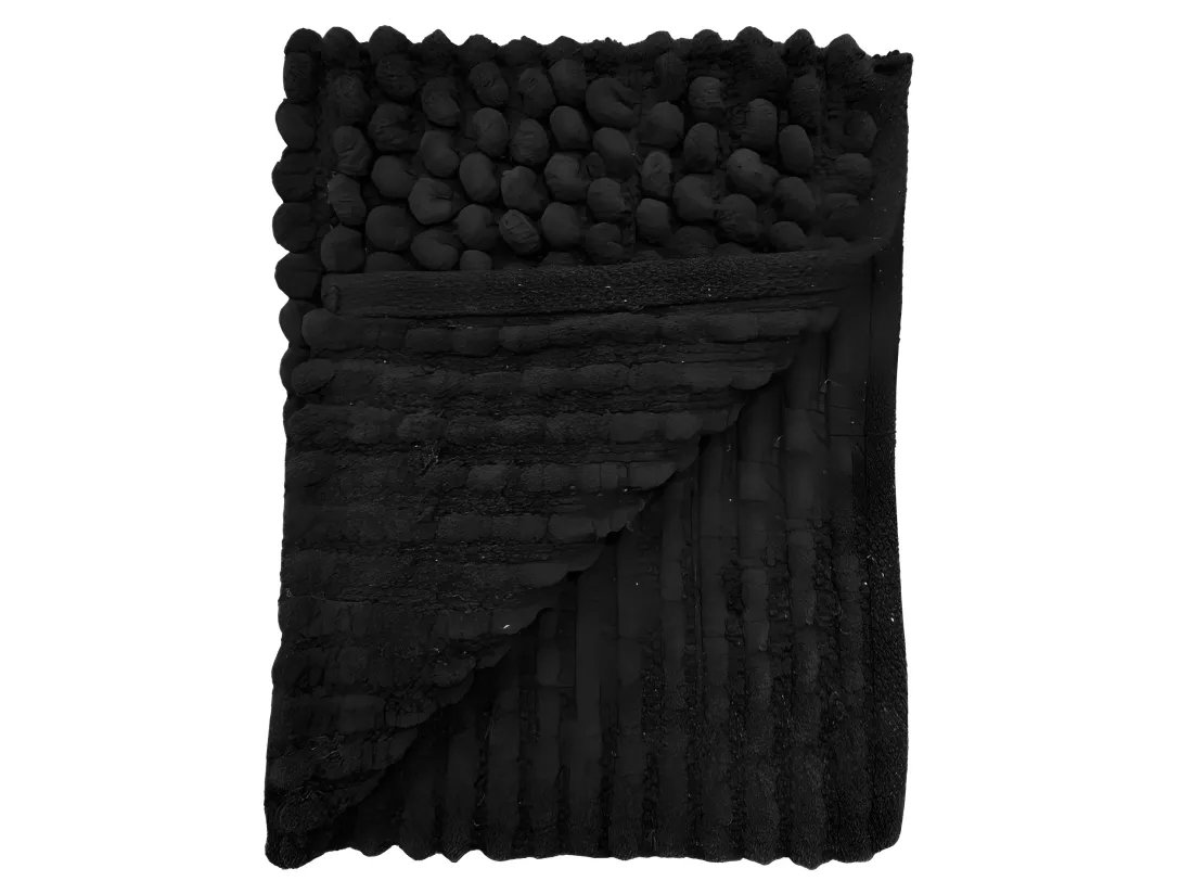 Tapis de salle de bain 40 x 60 cm mini pompon gris anthracite - MARIE