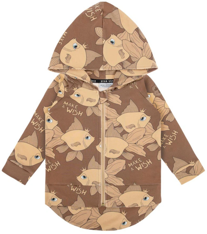 Kapuzen-Sweatjacke GOLDFISH AOP in brown
