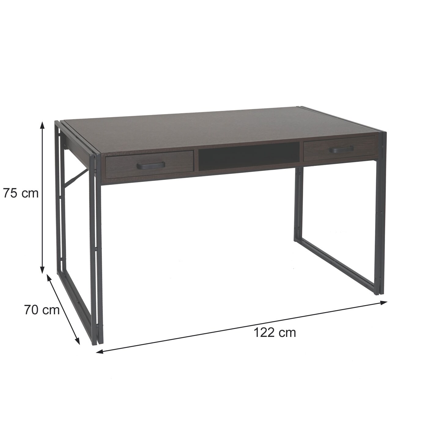 Schreibtisch MCW-A27, Bürotisch Computertisch, 122x70cm 3D-Struktur ~ dunkelbraun