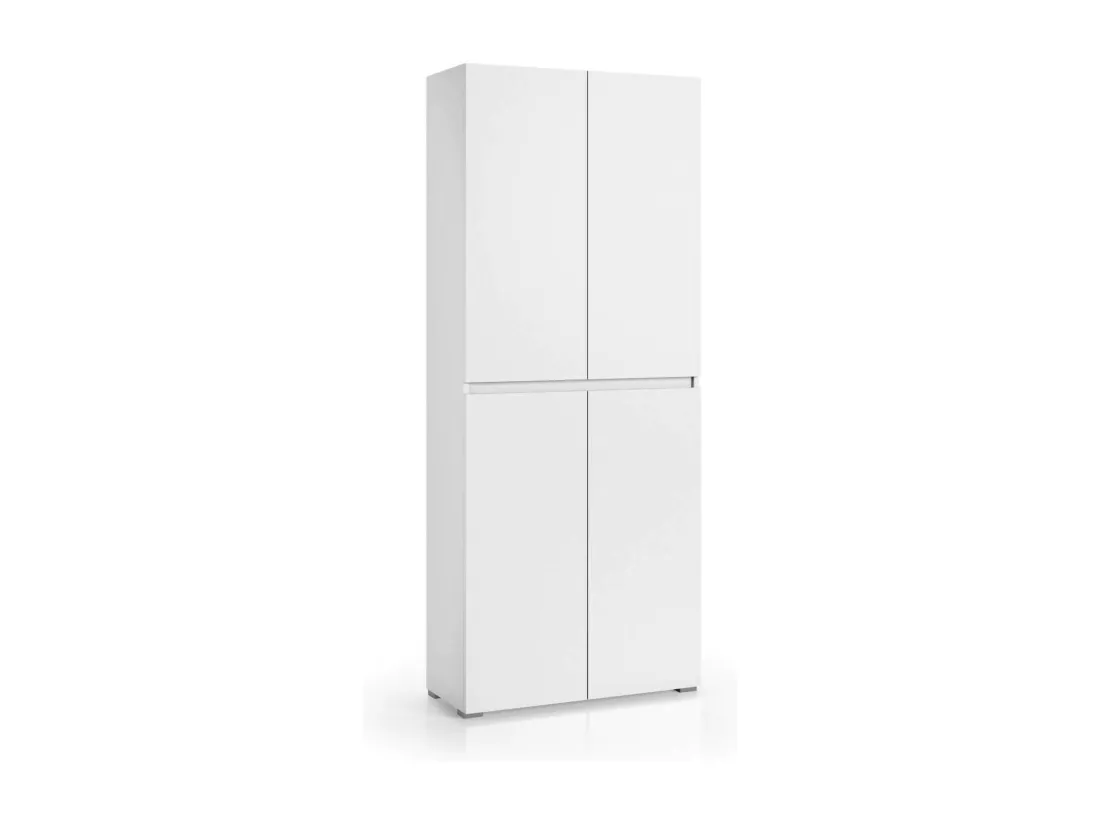 Dbalestr grande armoire polyvalente, Étagère à chaussures avec étagères réglables, Meuble à chaussures avec 4 portes, 100% Made in Italy, 80x37h195 cm, Blanc