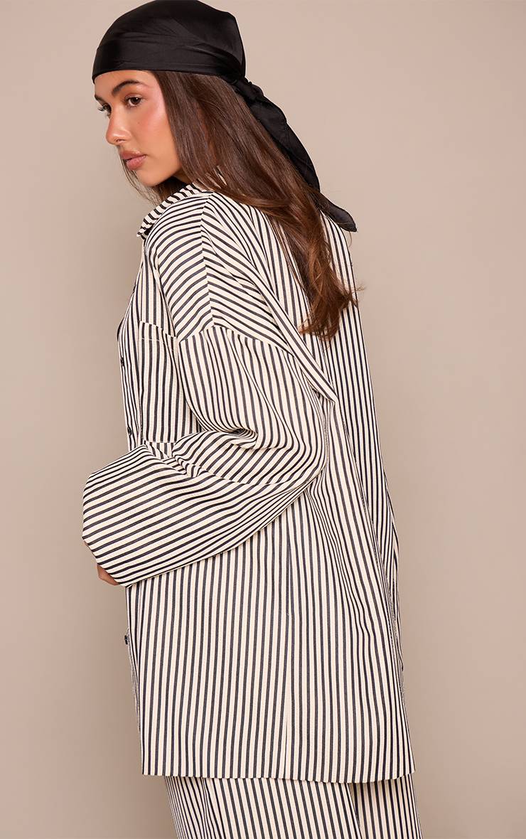Noir Ensemble Coordonné Chemise Oversize À Rayures Tennis