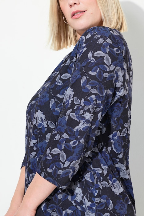 Longshirt, A-Linie, Allovermuster, V-Ausschnitt