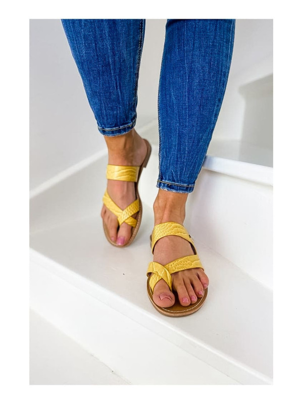 Tongs Asha Jaune Croco - Les Petites Bombes