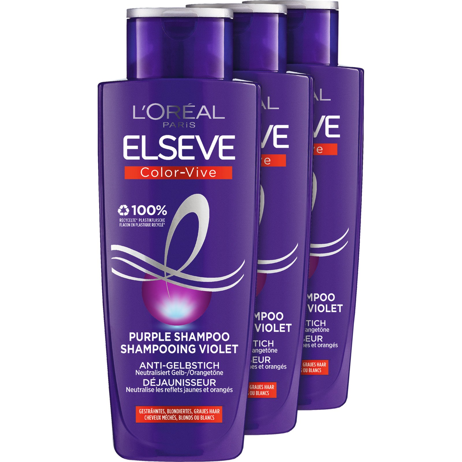 L'Oréal Elsève Color-Vive Purple Shampoo 3 x 250 ml