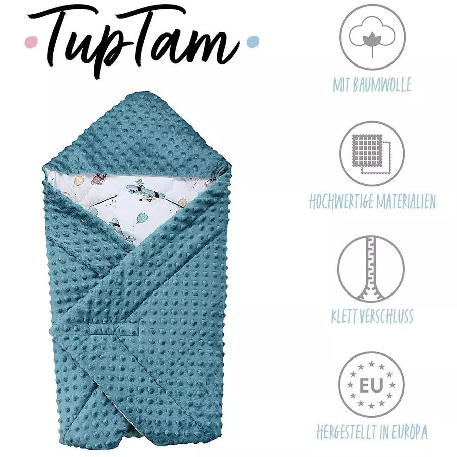 TupTam Baby Winter Einschlagdecke für Babyschale Wattiert grün
