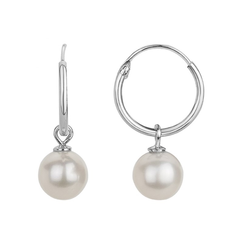 Boucles d'oreilles en Argent avec perle d'eau douce blanc