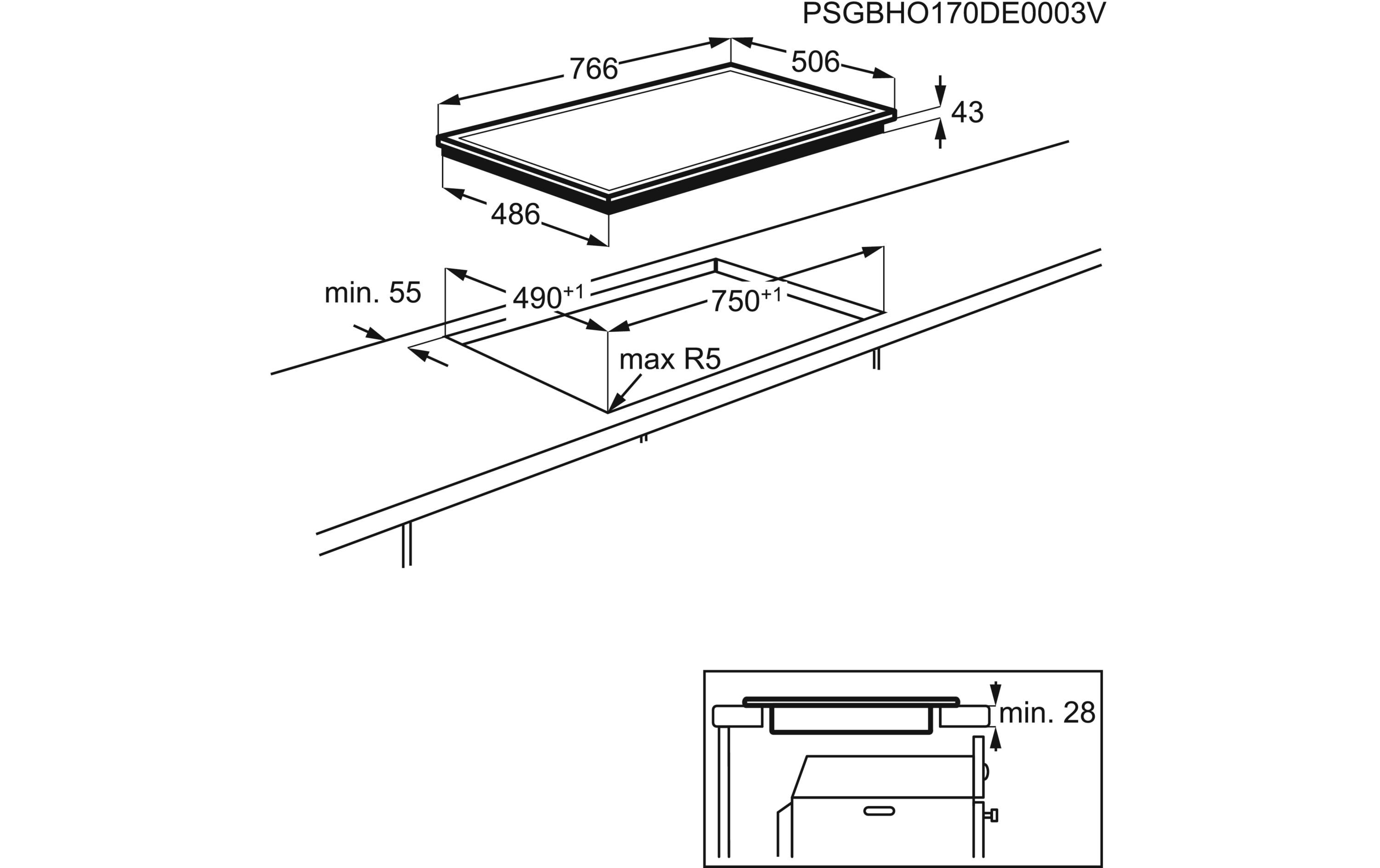 Glaskeramik-Kochfeld GK78CCN Aufliegend<br>Glaskeramik-Kochfeld mit 4 Herdplatten