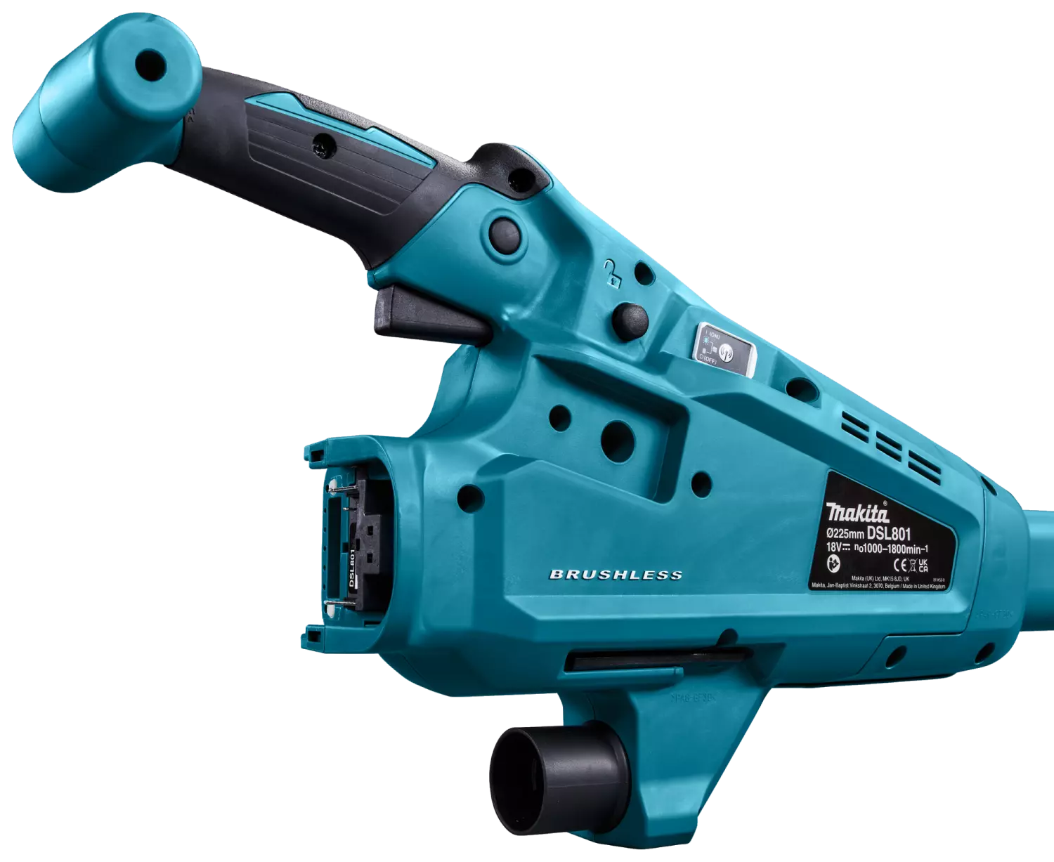 Makita DSL801ZU 18V Li-Ion accu Langnek schuurmachine body met tas en AWS zender - 225mm