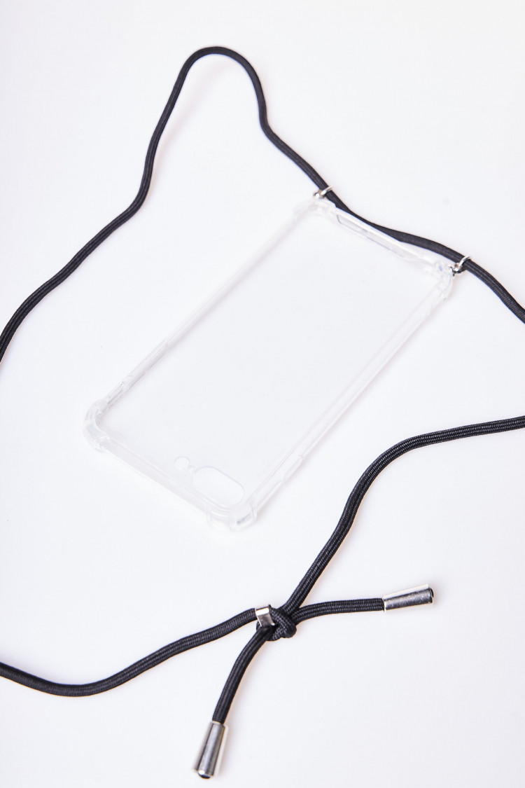Coque Iphone 7 Plus/8 Plus transparente avec cordon noir