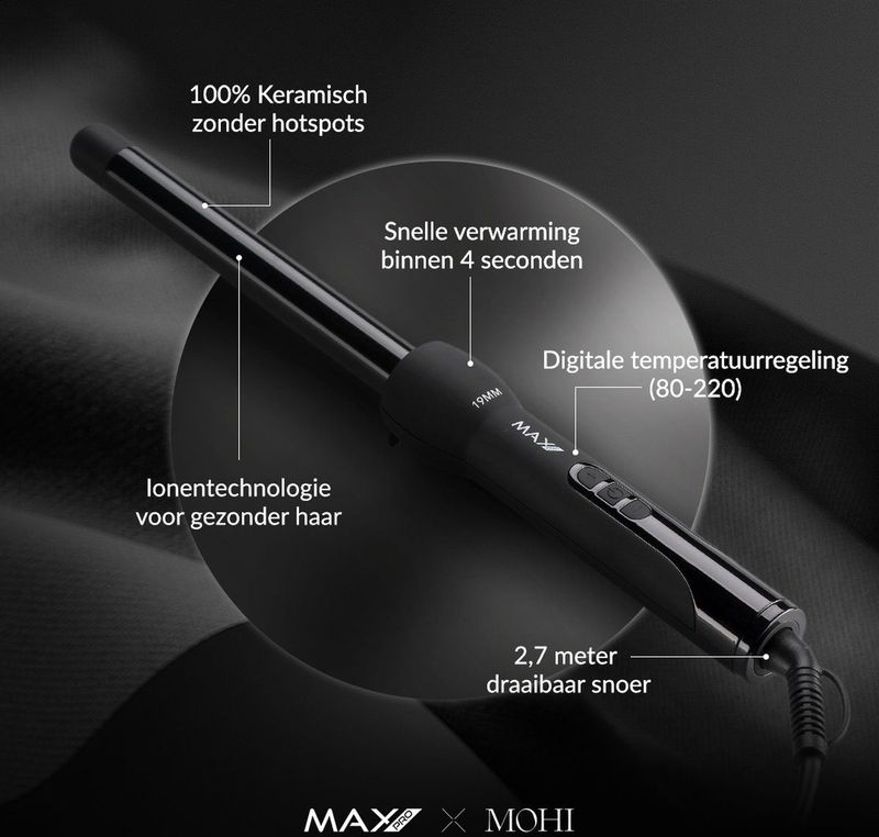 Max Pro - Twist - Krultang - Zwart - Keramische Cilinder - Hittebestendige Handschoen